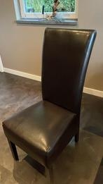 Eettafel en zes leren stoelen, Huis en Inrichting, Stoelen, Ophalen, Gebruikt, Bruin, Koloniaal