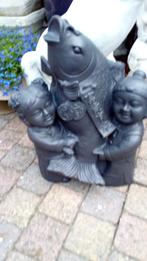 boeddha met koy ,boeddha kindjes met koy van beton, Ophalen, Gebruikt, Beton, Boeddhabeeld