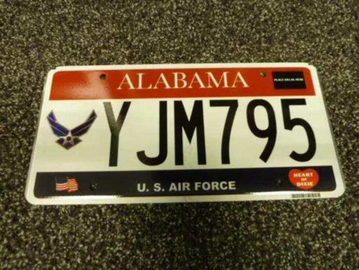 Kentekenplaat licenseplate Alabama US Air Force USA, Verzamelen, Automerken, Motoren en Formule 1, Gebruikt, Auto's, Verzenden