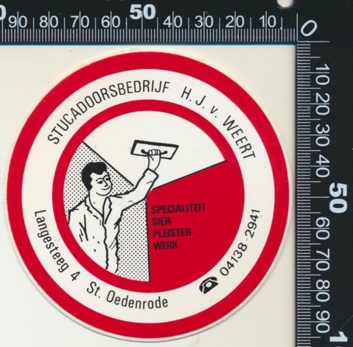 Sticker: Stucadoorsbedrijf Van Weert - Sint Oedenrode, Verzamelen, Stickers, Zo goed als nieuw, Bedrijf of Vereniging, Ophalen of Verzenden