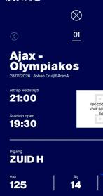 Ajax - Olympiskos, Tickets en Kaartjes, Losse kaart, Eén persoon, Januari, Europa of Champions League