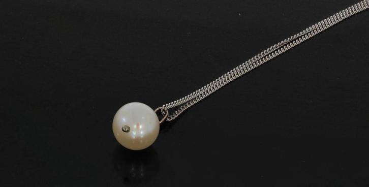 Gourmet 14k gouden dames ketting met parel hanger vintage, Sieraden, Tassen en Uiterlijk, Kettingen, Zo goed als nieuw, Goud, Goud