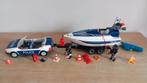 Playmobil politieauto met speedboot op trailler en motortje, Ophalen of Verzenden