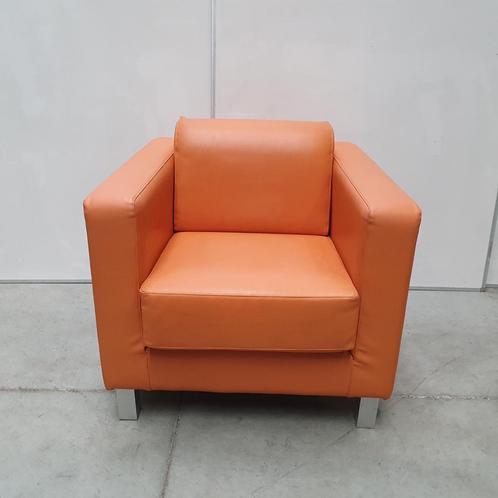 Vervoort exclusieve luxe fauteuil / zitmeubel - oranje leder, Huis en Inrichting, Fauteuils, Gebruikt