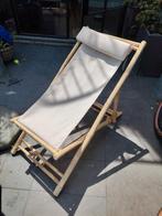 Houten Ligstoel met Kussen, Tuin en Terras, Ophalen of Verzenden, Zo goed als nieuw, Hout, Inklapbaar