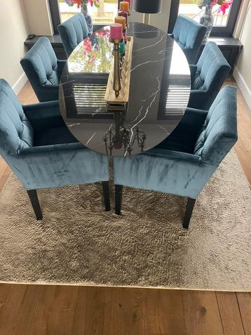 6 mooie eetkamer stoelen blauw beschikbaar voor biedingen