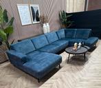 Velvet Velours Montel Star U-Bank / Hoekbank - Blauw - 350cm, Ophalen, -, -, Hoekbank