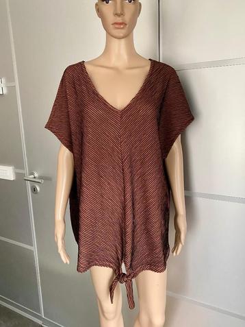 H1019 lang tuniek maat 46/48=XL/XXL top trui bruin/zwart beschikbaar voor biedingen