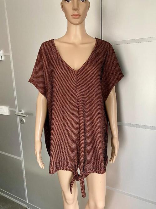 H1019 lang tuniek maat 46/48=XL/XXL top trui bruin/zwart, Kleding | Dames, Blouses en Tunieken, Zo goed als nieuw, Maat 46/48 (XL) of groter