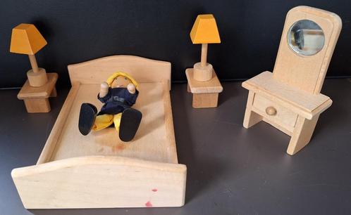 SLAAPKAMER - poppenhuis meubelen - hout, Kinderen en Baby's, Speelgoed | Poppenhuizen, Gebruikt, Ophalen of Verzenden