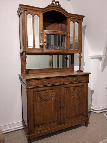 2 Identieke Buffetkasten, massief eiken, antiek, Henri Deux beschikbaar voor biedingen