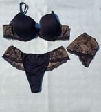 BH, 80D, met slip en string, Ophalen of Verzenden, Zwart, BH