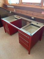Bureau ijzer, houten blad 150x175 blad 2,8 dik 2x3 la + slot, Huis en Inrichting, Bureaus, Ophalen, Gebruikt, Bureau