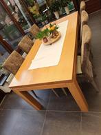 Tafel (Eiken) met 6 eetkamerstoelen, Ophalen, Gebruikt, 200 cm of meer, 50 tot 100 cm