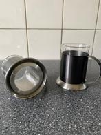 NIEUW: 2x koffie/theeglas La Cafetière glas/metaal/rvs, Huis en Inrichting, Keuken | Servies, Glas of Glazen, Nieuw, Ophalen of Verzenden