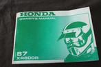 Honda XR600R 1987 motorcycle owner's manual XR 600 R, Ophalen of Verzenden, Honda