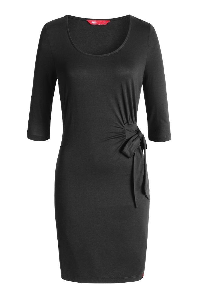 Esprit viscose stretch jersey jurk met decoratief strikje M, Kleding | Dames, Jurken, Nieuw, Maat 38/40 (M), Zwart, Boven de knie