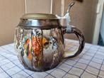 Oude vintage bierpul, keramiek met metalen deksel., Ophalen of Verzenden