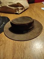 Donkere bruine leren cowboy hoed maat S, Ophalen of Verzenden, Gedragen, Australian, Hoed