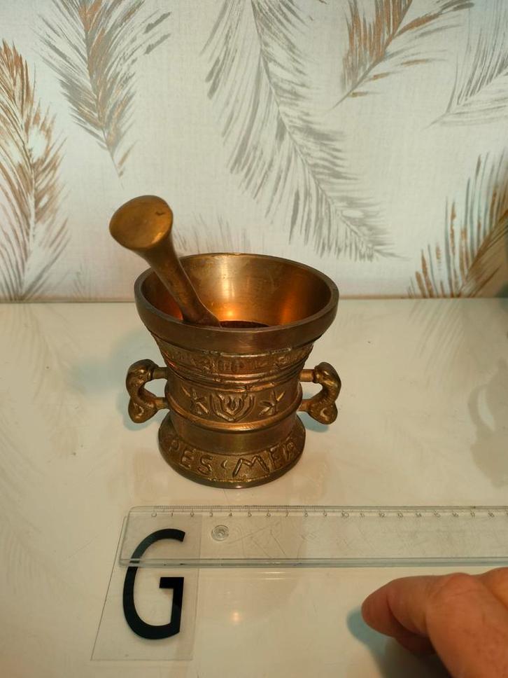 Antieke Koperen Vijzel met Stamper, Antiek en Kunst, Antiek | Koper en Brons, Ophalen of Verzenden