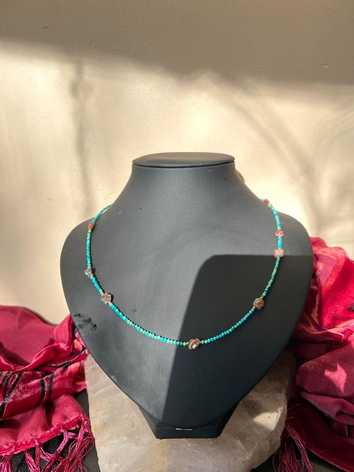 Edelopaal opaal vuuropaal ruw turkoois beschermt geluk uniek, Sieraden, Tassen en Uiterlijk, Kettingen, Nieuw, Zilver, Met edelsteen