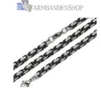 RVS Bi-color black zwarte koningsschakel ketting + armband, Sieraden, Tassen en Uiterlijk, Kettingen, Verzenden, Nieuw, Zilver