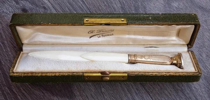 Om1850-1900 Zilveren Vouwbeen Bladzijde Brief Opener Brieven, Antiek en Kunst, Antiek | Kantoor en Zakelijk, Ophalen of Verzenden