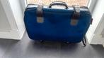Ouderwetse blauwe zachte koffer, Overige materialen, Gebruikt, Ophalen of Verzenden, 35 tot 45 cm
