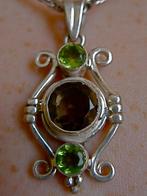 Zilveren 925 zilver kettinghanger met rookkwarts en peridoot, Sieraden, Tassen en Uiterlijk, Overige kleuren, Verzenden, Nieuw