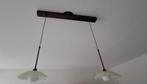 Vintage hanglamp met 2 glazen kappen, Ophalen, Gebruikt, Vintage, Glas