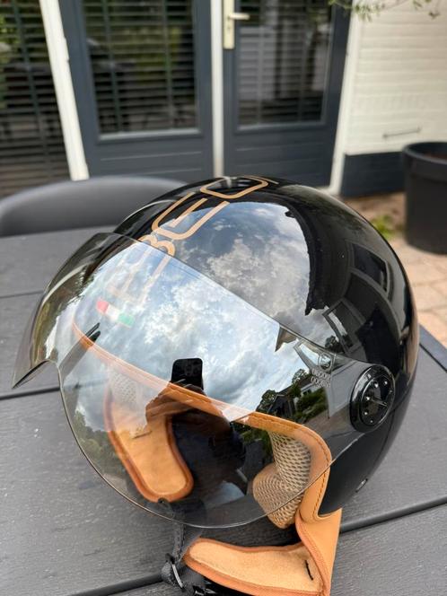 BEON Design helm zwart/beige, Fietsen en Brommers, Brommerhelmen, Zo goed als nieuw, Extra large of groter, Ophalen of Verzenden