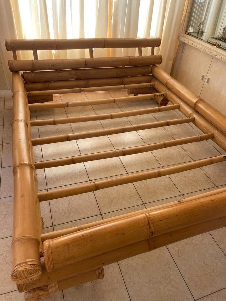 Bamboe Bedframe (Tweepersoons), Huis en Inrichting, Slaapkamer | Bedden, Gebruikt, Tweepersoons, 180 cm, 200 cm, Overige materialen