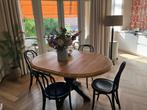 Eiken tafel rond uitschuifbaar, Huis en Inrichting, Tafels | Eettafels, Ophalen, Zo goed als nieuw, Rond, 100 tot 150 cm