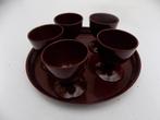 Eierdoppen set blad vintage retro roodbruin bakeliet, Ophalen of Verzenden, Gebruikt