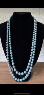 Glazen turquoise kralenketting, Ophalen of Verzenden, Zo goed als nieuw, Blauw, Kunststof