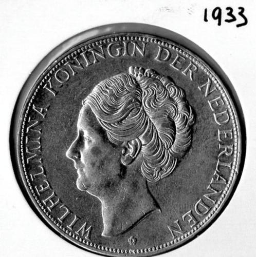 2½ Gulden - Wilhelmina 1933, Postzegels en Munten, Munten | Nederland, Losse munt, 2½ gulden, Koningin Wilhelmina, Zilver, Ophalen of Verzenden