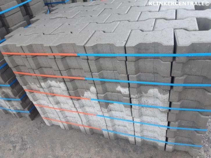 KORTING 220m2 grijs beton H-klinkers dubbel-T stenen H-profi, Tuin en Terras, Tegels en Klinkers, Nieuw, Klinkers, Beton, 10 m² of meer