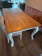 Teak houten tafelblad met queen ann style poten., Huis en Inrichting, Ophalen of Verzenden, Rechthoekig, 200 cm of meer, 50 tot 100 cm