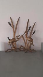 Vintage Messing wandsculptuur decoratie vogels, Ophalen of Verzenden, Gebruikt