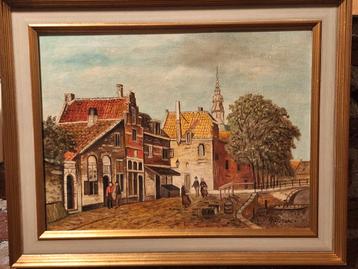 Schilderij Raamgracht Enkhuizen. beschikbaar voor biedingen