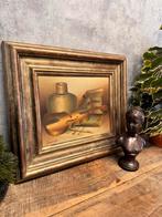 Klassiek Schilderij Viool en Boeken Gesigneerd, Ophalen of Verzenden