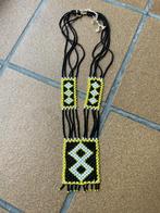 Retro vintage glaskralen ketting collier indiaan boho hippie, Zwart, Ophalen of Verzenden, Zo goed als nieuw, Overige materialen