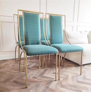 Acht 8 stuks Vintage messing Italiaanse stoelen beschikbaar voor biedingen