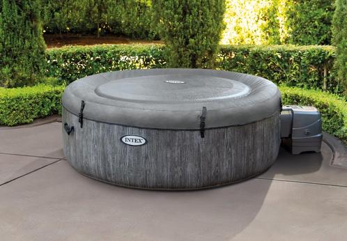 Intex PureSpa Greywood deluxe jacuzzi, Tuin en Terras, Bubbelbaden en Hottubs, Zo goed als nieuw, Afdekzeil, Grondzeil, Filter