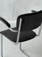 Jaren 60 sledestoel vintage buisframestoel antraciet ribstof, Huis en Inrichting, Stoelen, Gebruikt, Overige materialen, Vintage