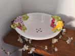 Vintage uitlek Schaal met Fruitdecoratie, Gebruikt, Porselein of Keramiek, Schaal, Rond
