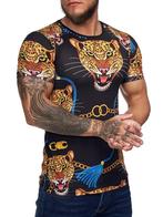 SALES! 1380 Zwart goud lion opdruk t-shirt maat S, Kleding | Heren, Nieuw, Maat 46 (S) of kleiner, Ophalen of Verzenden, Zwart