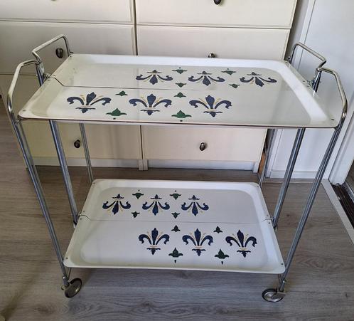 Vintage serveerwagen, trolley opklapbaar, Verzamelen, Retro, Huis en Inrichting, Ophalen