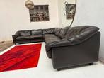 Bruin lederen Leolux jaren 70 modulaire hoekbank Nurigarage, Ophalen, Gebruikt