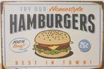 Hamburgers best in town reclamebord van metaal wandbord, Nieuw, Ophalen of Verzenden